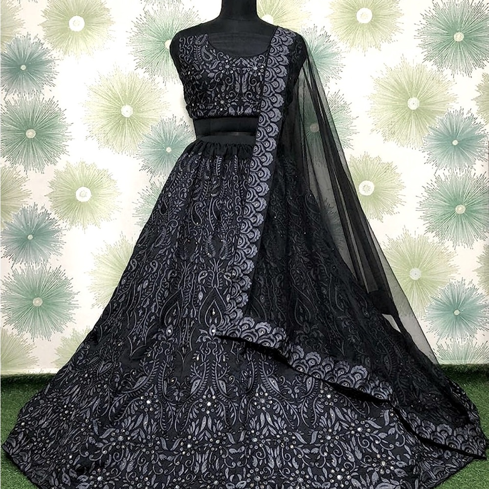 Black Lehenga for wedding and parties.